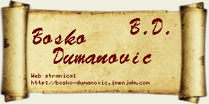 Boško Dumanović vizit kartica